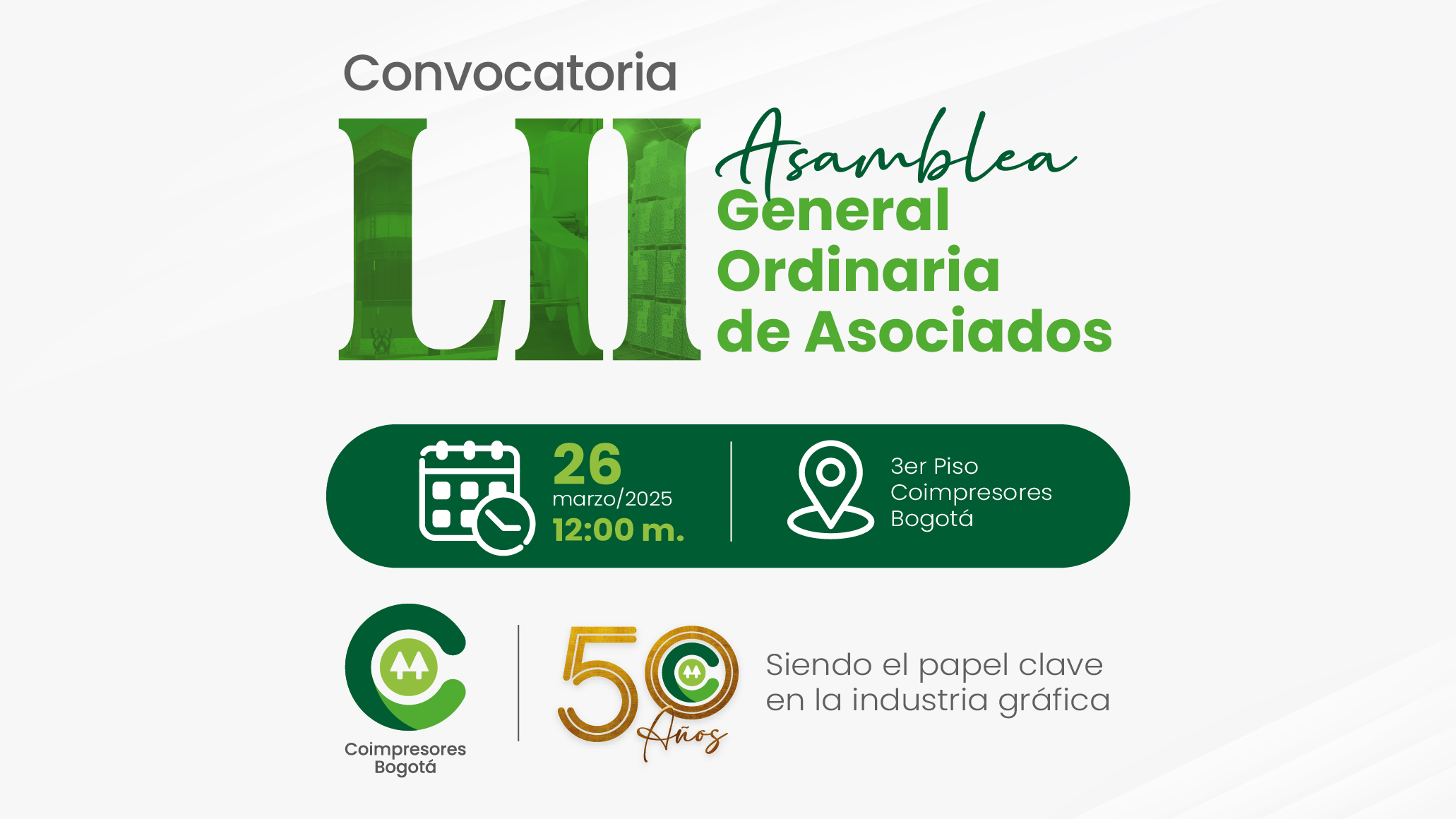 Convocatoria -  LII Asamblea General Ordinaria de Asociados de Coimpresores Bogotá